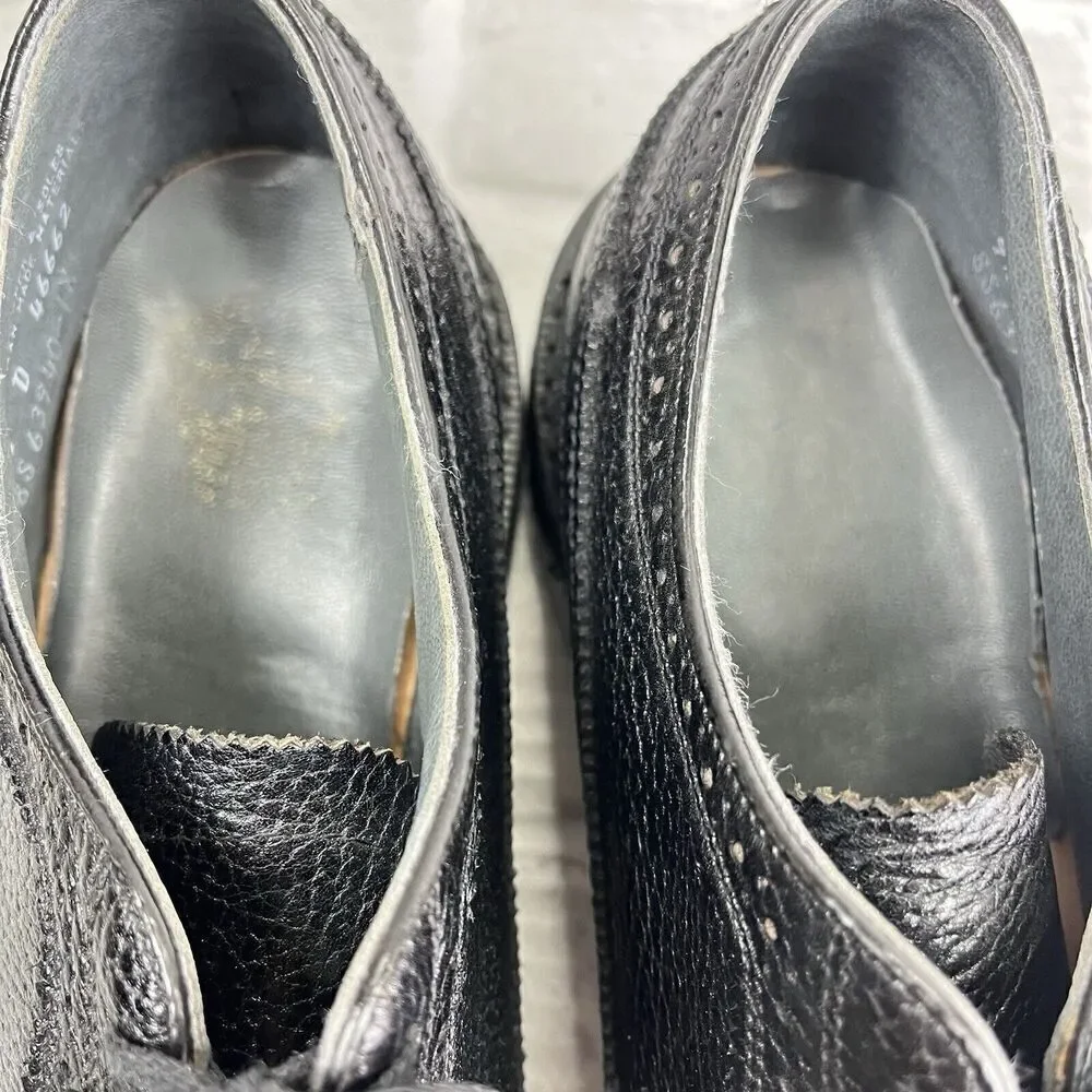 Hanover Vintage Sheppard LB Signatures Black Pebble Leather Wingtip Oxfords 9.5